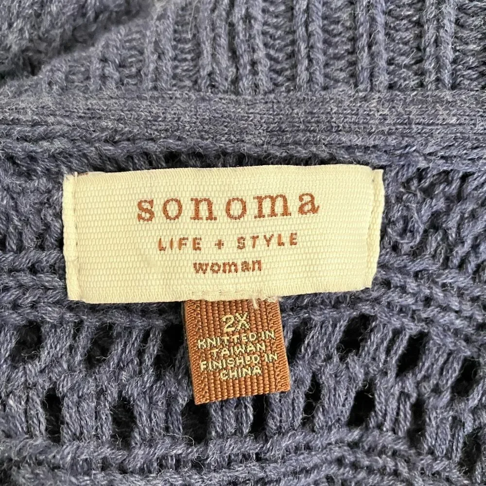Sleeveless Cardigan Sweater Blue Sz 2X Sonoma - Picture 7 of 8